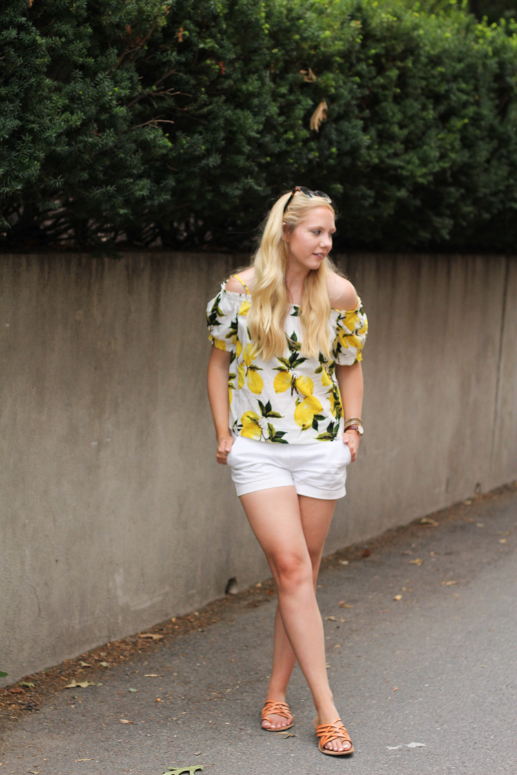 lemon printed top, lemon top, shein top, shein clothing, casual summer outfit