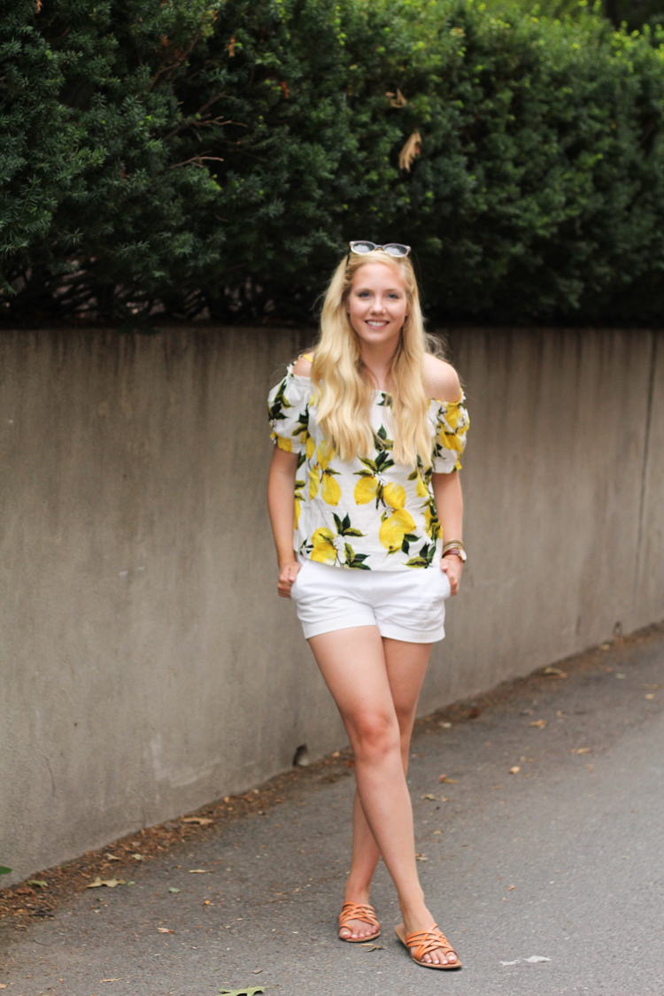 lemon printed top, lemon top, shein top, shein clothing, casual summer outfit