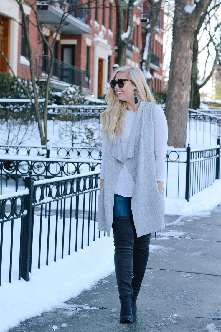 winter outfit | what to wear in the winter | winter coat and over the knee boots | neutral winter outfit | winter neutrals | what to wear in the cold | cold weather style | cold weather outfit | winter style | winter ootd |