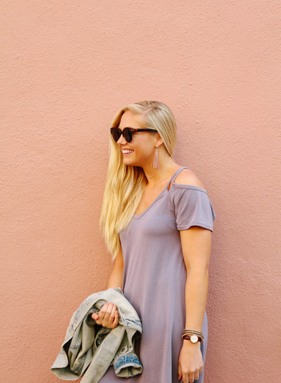 The perfect cold shoulder t shirt dress to wear all spring and summer