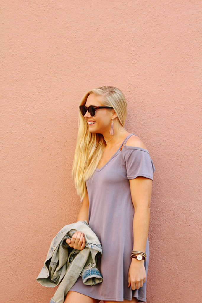 The perfect cold shoulder t shirt dress to wear all spring and summer