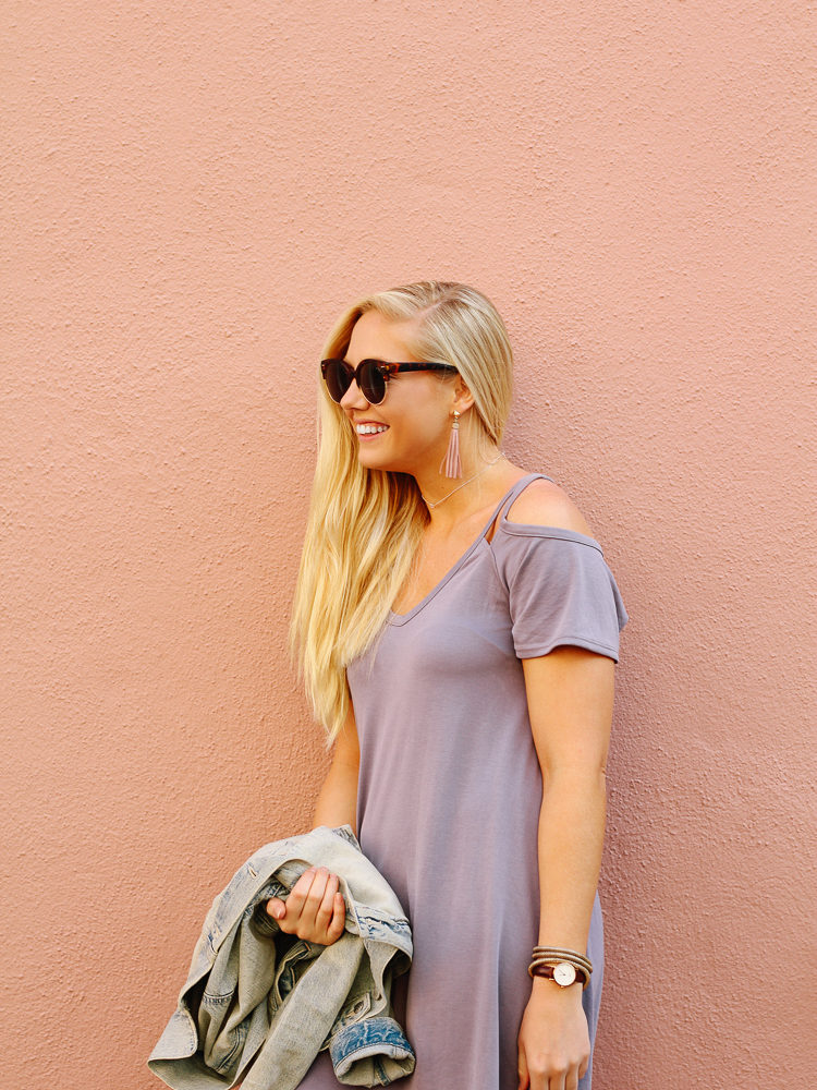 The perfect cold shoulder t shirt dress to wear all spring and summer