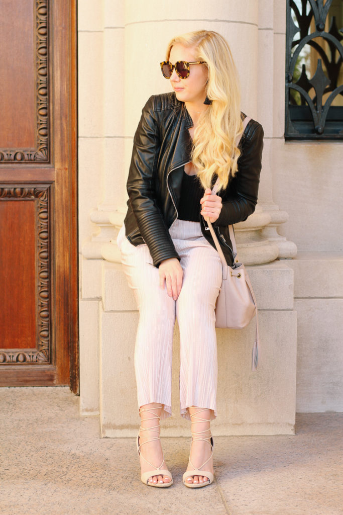 black and blush spring outfit