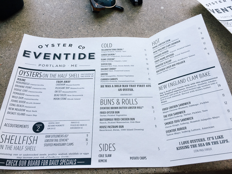 brunch at eventide oyster co. portland maine, eventide oyster, brown butter lobster roll, where to eat in portland maine, the best seafood in portland maine, where to get lobster and oysters in portland maine, brown butter lobster roll eventide oyster co.