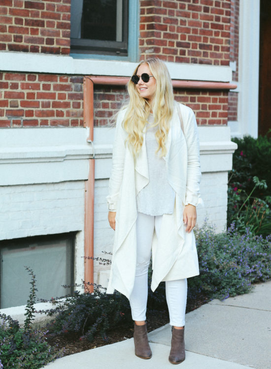 why you should wear white after labor day, white outfits, fall outfits, fall style, white after labor day, trench coat, white trench,