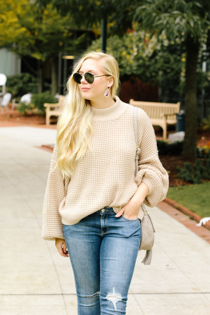 camel chunky knit sweater for fall