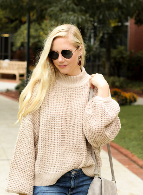 cozy fall sweater + fall outfit for brunch in Boston