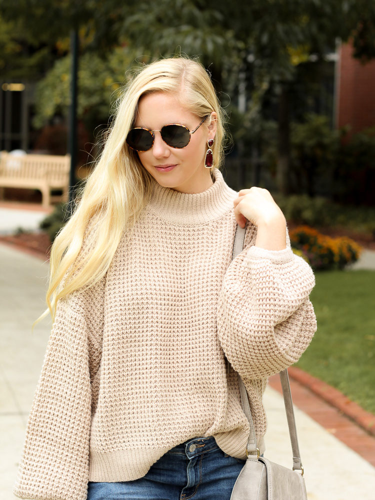 cozy fall sweater + fall outfit for brunch in Boston