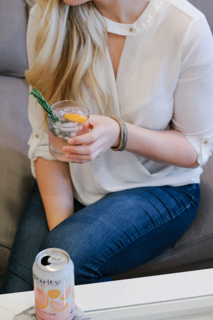 vodka, grapefruit, + rosemary cocktail with purity organic