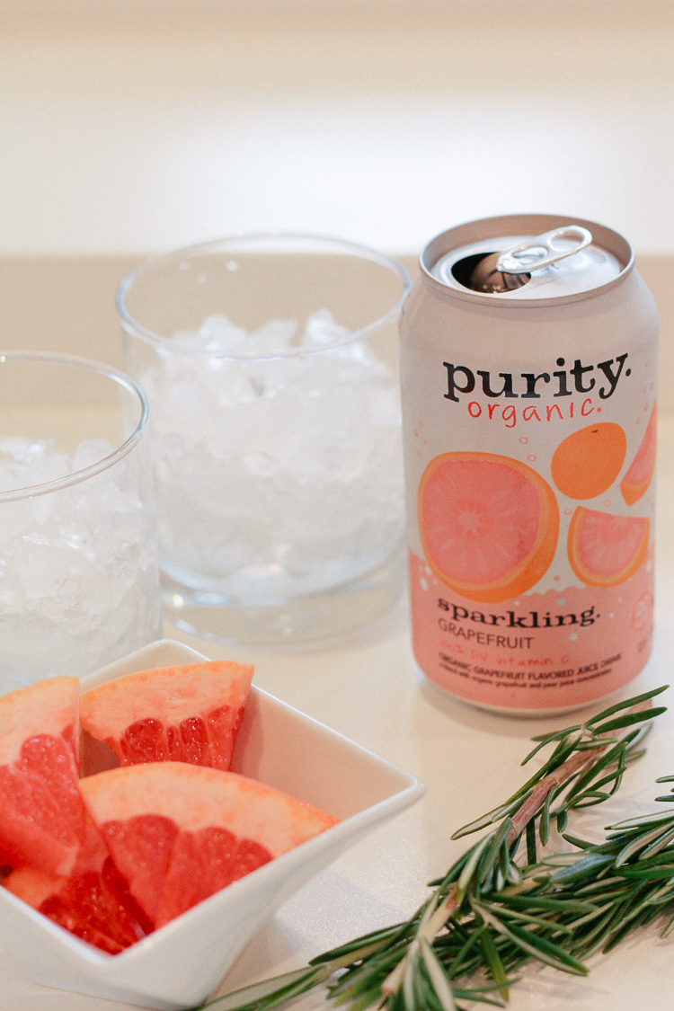 vodka grapefruit rosemary cocktail with purity organic