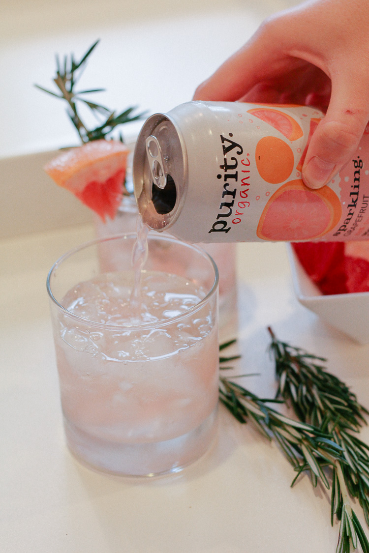 vodka grapefruit rosemary cocktail with purity organic