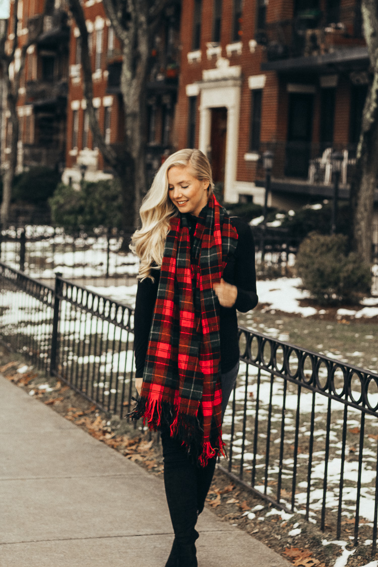 Casual Winter Outfit: Turtleneck + Over the Knee Boots