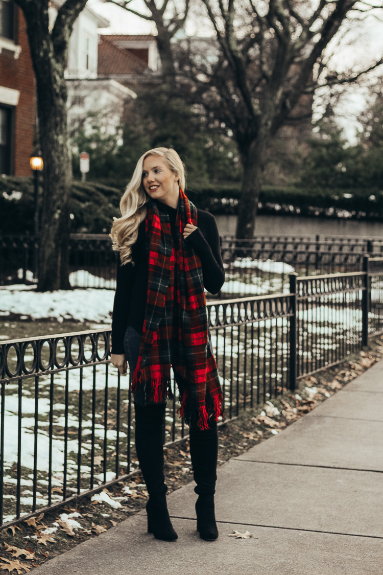 Casual Winter Outfit: Turtleneck + Over the Knee Boots