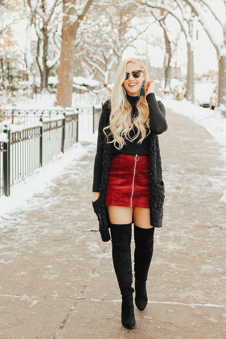 Winter Going-Out Outfit + Over the Knee Boots - Mackenzie Fritz