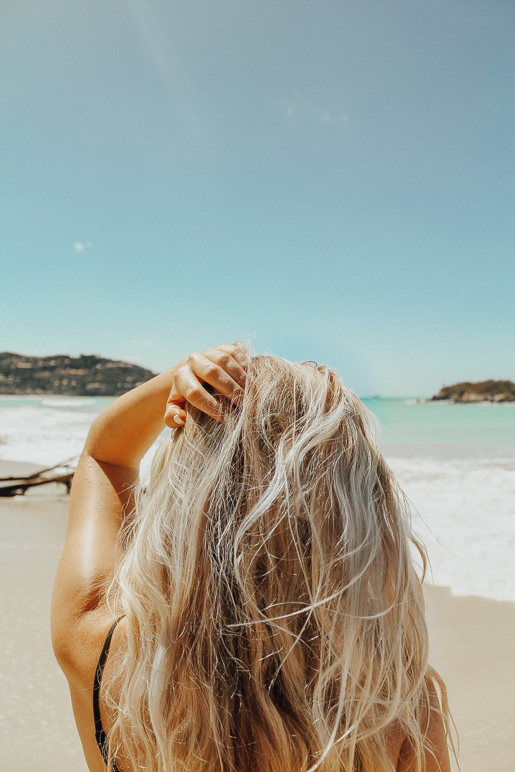 hydrated beach hair with moroccanoil hair products