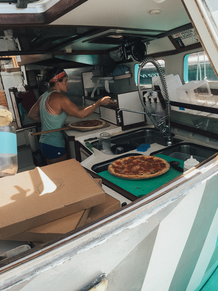 Pizza Pi VI | where to get pizza from a boat |pizza pi st john usvi | get pizza on a boat in the virgin islands | pizza from a boat st. thomas usvi | ny style pizza st. john usvi |