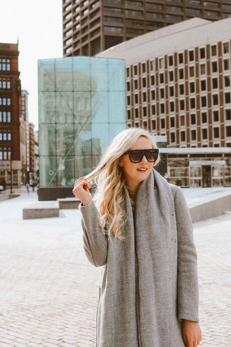 Gray & Glam Winter Outfit & The Most Chic Sunglasses Under $10 | gray winter outfit | the best sunglasses | best winter outfits | winter outfit | what to wear in winter | the best sunglasses for under $10 | boston blogger Mackenzie Murphy |