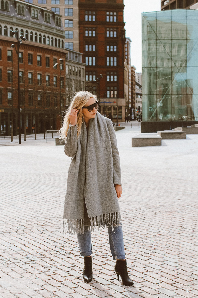 Gray & Glam Winter Outfit & The Most Chic Sunglasses Under $10 | gray winter outfit | the best sunglasses | best winter outfits | winter outfit | what to wear in winter | the best sunglasses for under $10 | boston blogger Mackenzie Murphy |