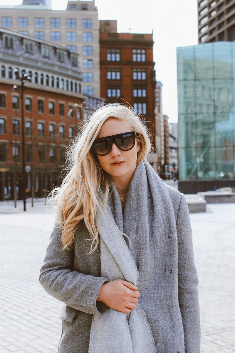 Gray & Glam Winter Outfit & The Most Chic Sunglasses Under $10 | gray winter outfit | the best sunglasses | best winter outfits | winter outfit | what to wear in winter | the best sunglasses for under $10 | boston blogger Mackenzie Murphy | 