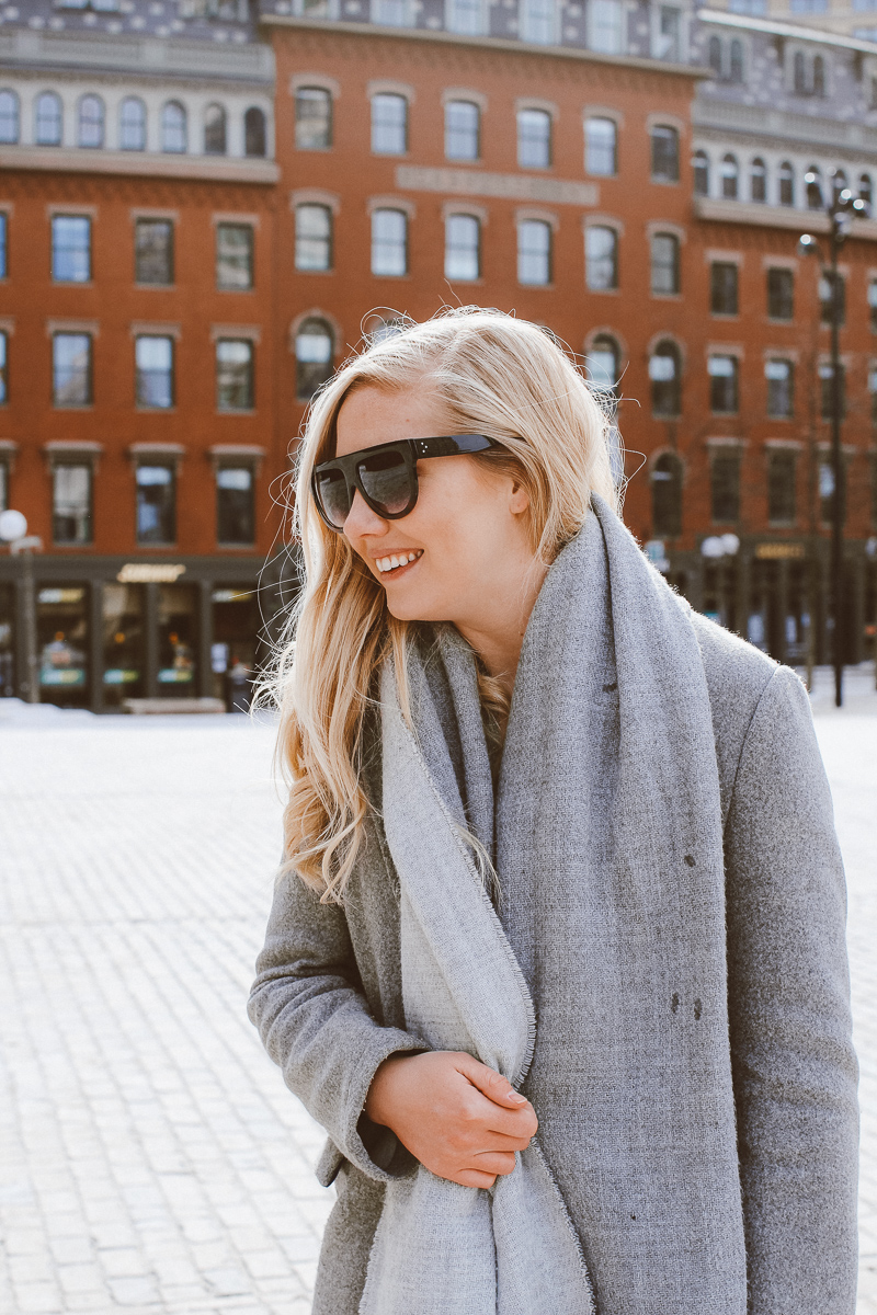 Gray & Glam Winter Outfit & The Most Chic Sunglasses Under $10 | gray winter outfit | the best sunglasses | best winter outfits | winter outfit | what to wear in winter | the best sunglasses for under $10 | boston blogger Mackenzie Murphy |