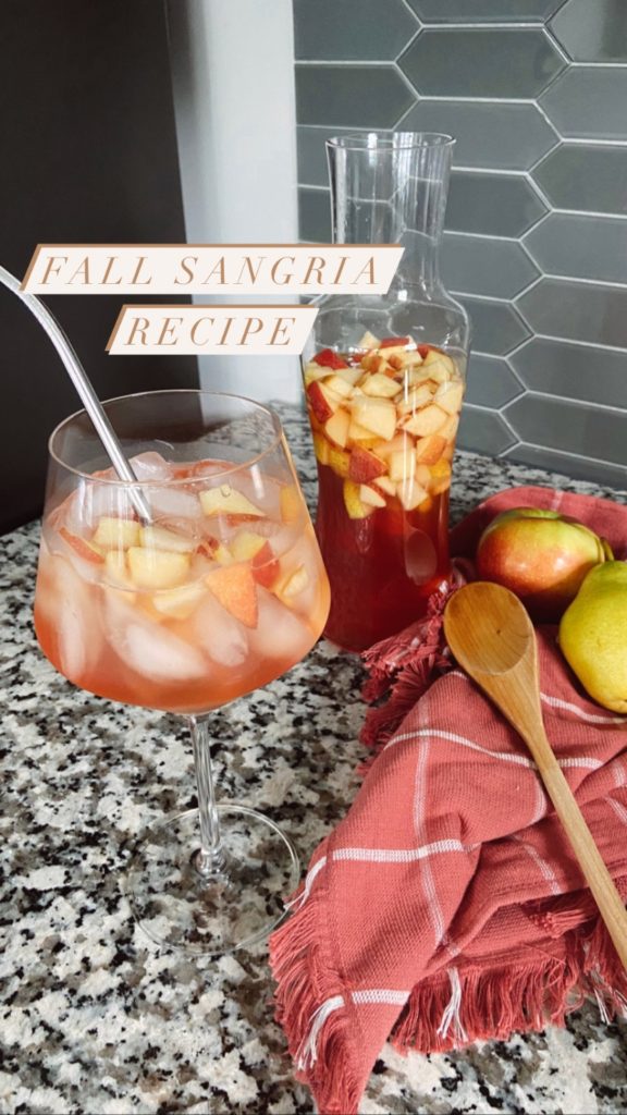 fall sangria recipe | fall sangria with white wine, vodka, apple cider, cranberry juice, and ginger beer | best fall cocktails | easy fall cocktail recipe