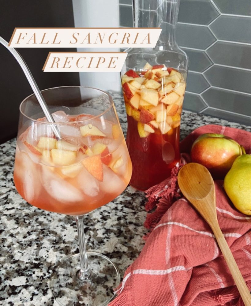 fall sangria recipe | fall sangria with white wine, vodka, apple cider, cranberry juice, and ginger beer | best fall cocktails | easy fall cocktail recipe