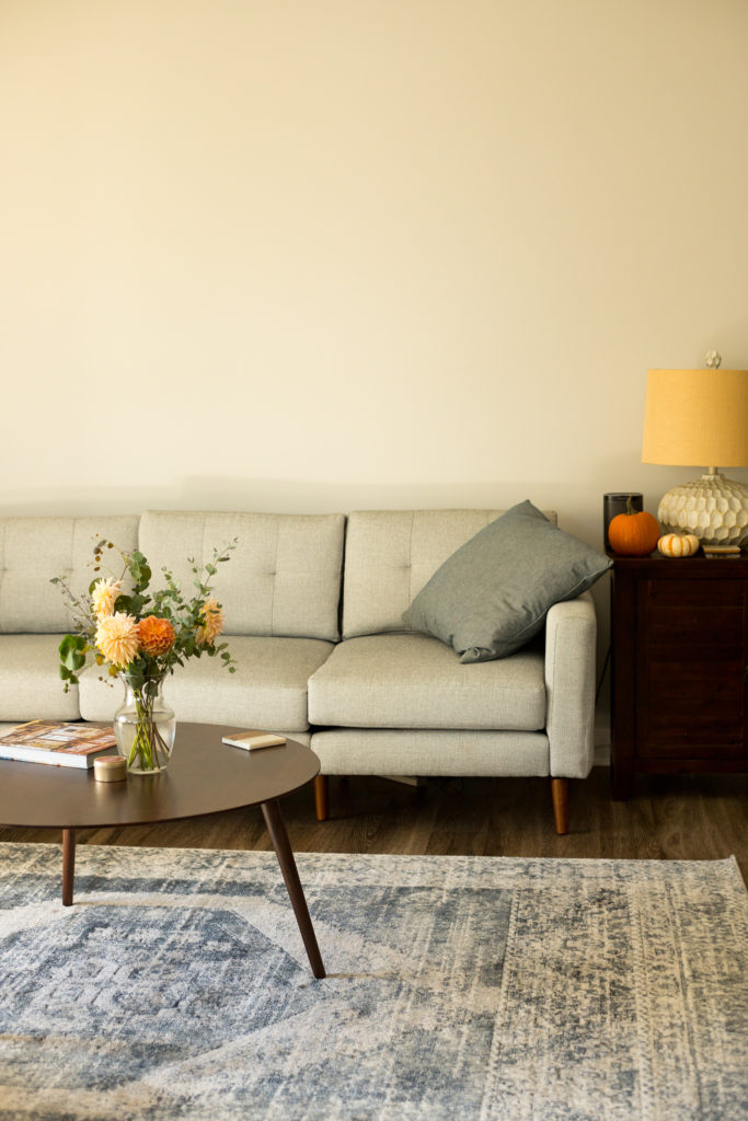 our new burrow couch in our new apartment | new living room furniture in our maine apartment