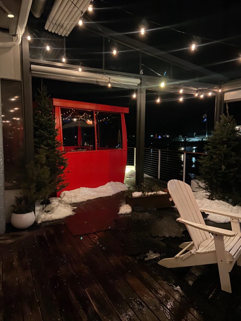 dine in a ski gondola at The Boathouse in Kennebunkport, Maine